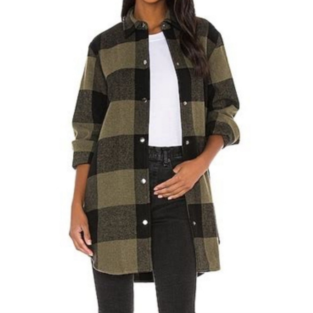 Steve Madden Eldridge Coat Jacket Shacket Plaid Button-Up Women's S